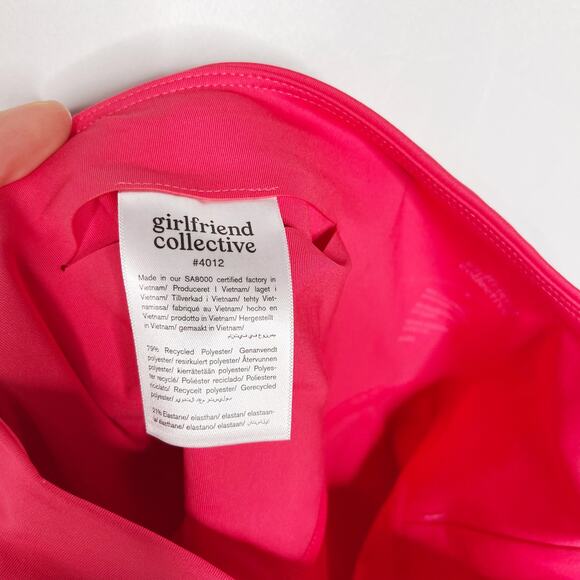 Girlfriend Collective Small S Pink Geranium High Rise Cropped Leggings Workout - Picture 8 of 10